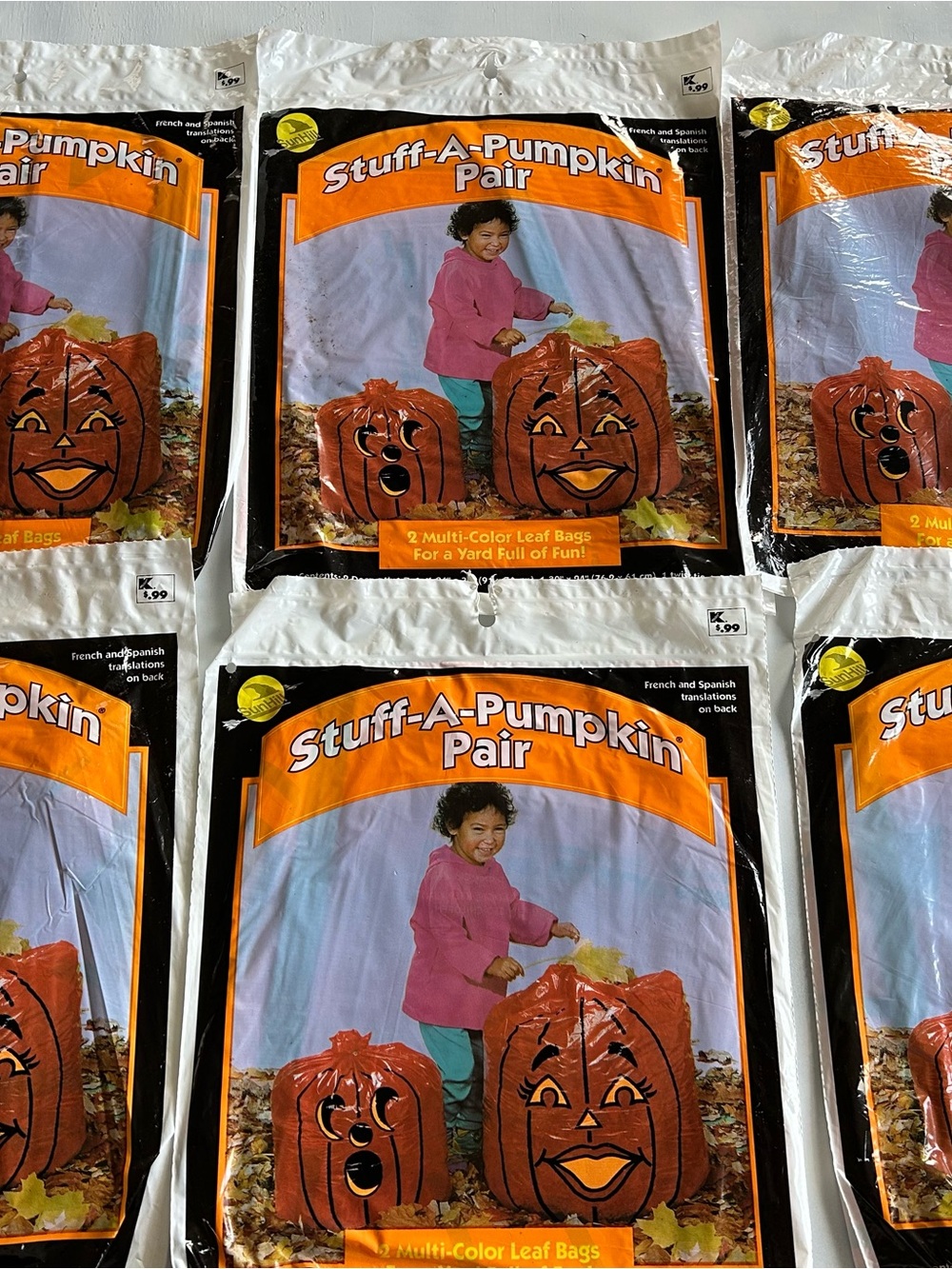 Vintage plastic halloween stuff -A-Pumpkin Pair leaf bags